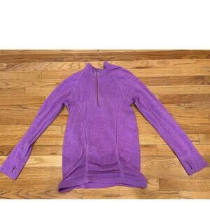Athleta Women's Fast Track Half Zip Purple Ruched Large athleisure activewear